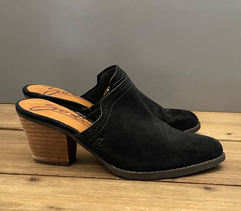 Zodiac Women's Ada Slip On Mules Size 6.5 Black Suede Block Heel Open Back